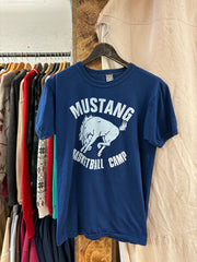 Vintage 1970's Mustang Basketball Camp Blue T-shirt - L