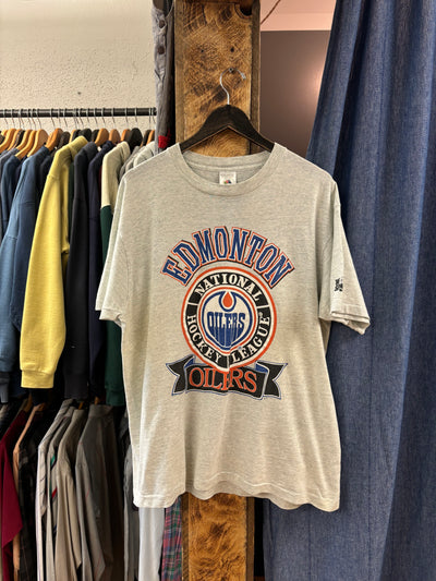 Vintage 1991 Edmonton Oilers Light Grey T-Shirt - XL