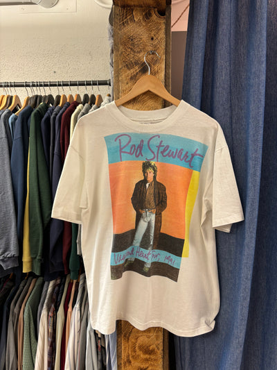 Vintage 1991 Rod Stewart Vagabond Heart Tour White T-shirt - XL