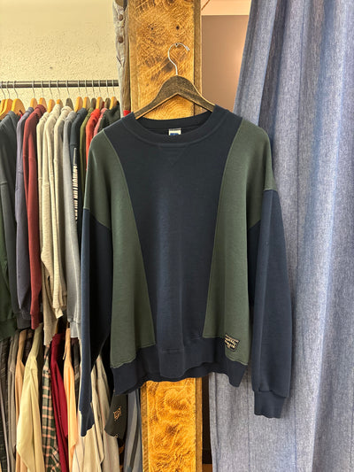 Vintage Russell Striped Navy/Green Crewneck - XL