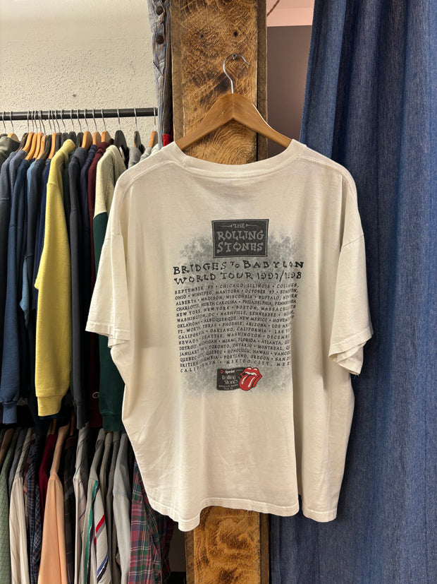 Vintage 1997 The Rolling Stones “Bridges To Babylon” World Tour White T-Shirt - XL