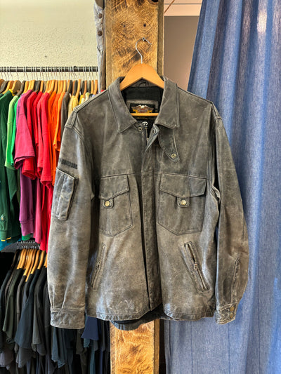 Vintage Harley Davidson Leather Grey Jacket - M