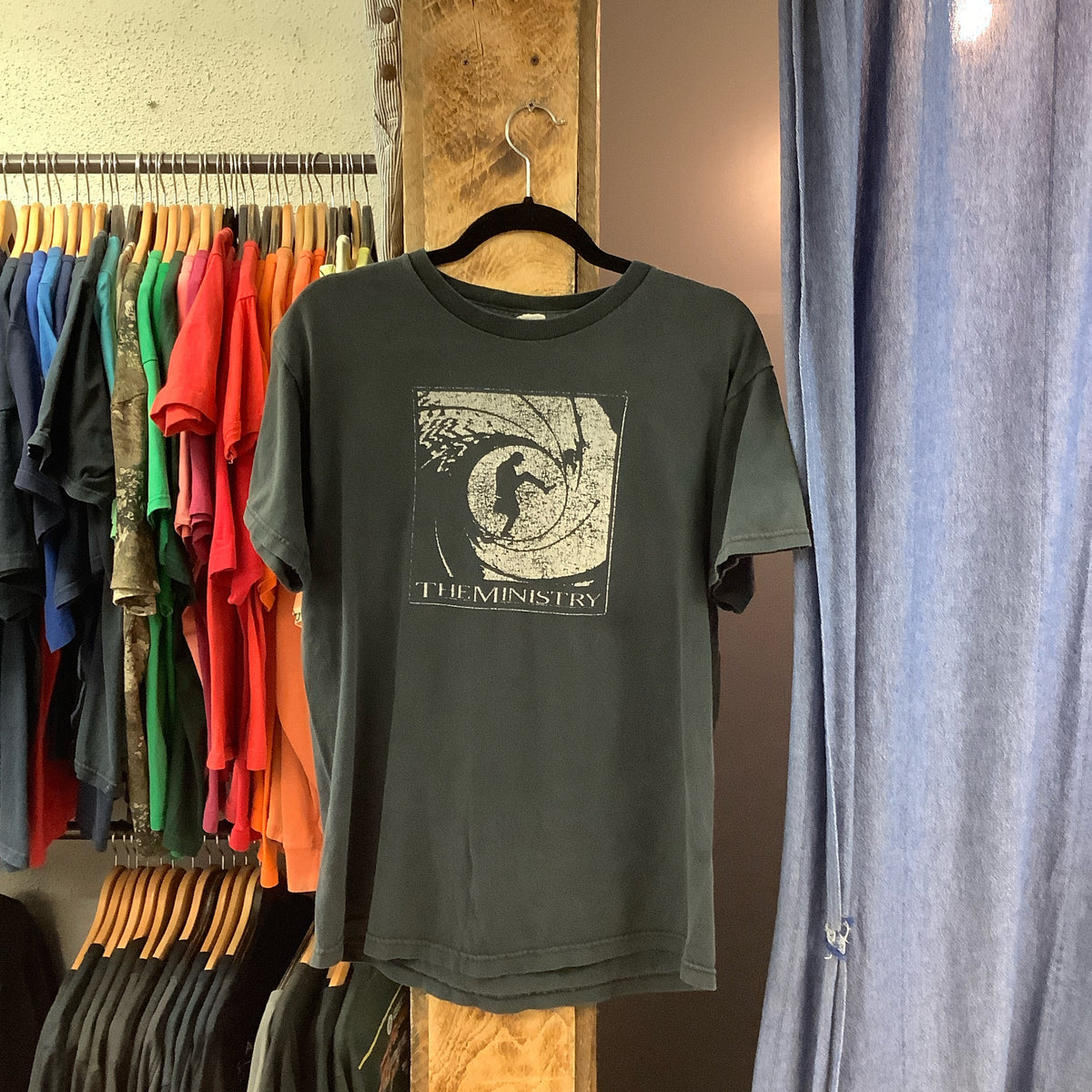 Vintage “the ministry” graphic washed black t-shirt - M