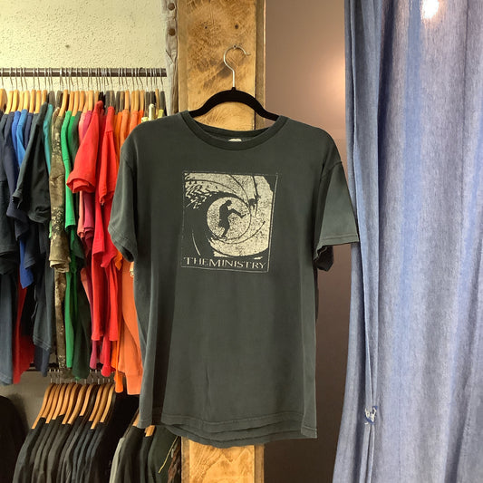 Vintage “the ministry” graphic washed black t-shirt - M