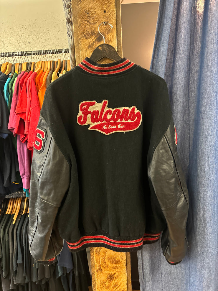 Vintage Falcons Varsity Black Jacket - L