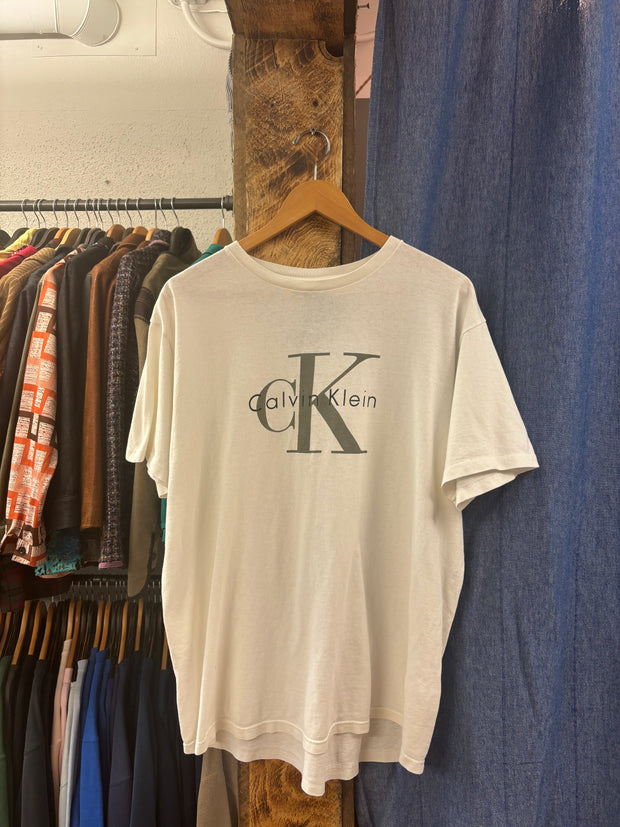 Vintage Calvin Klein Logo White T-shirt - XL