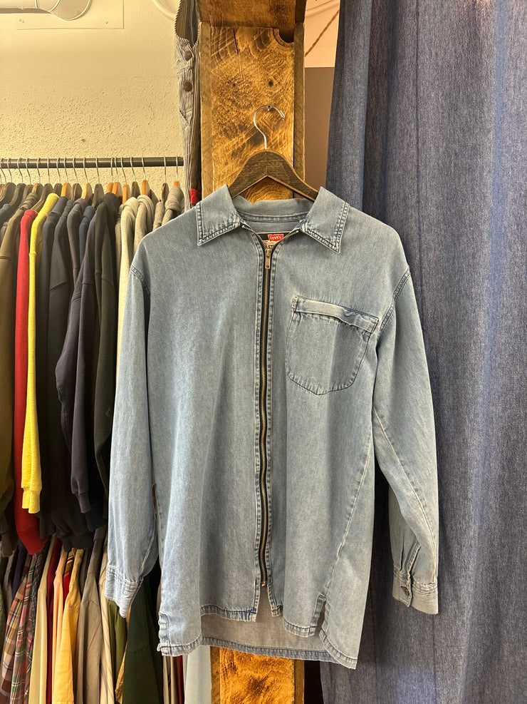 Vintage Levi's Denim Zip-Up Longsleeve T-shirt - S