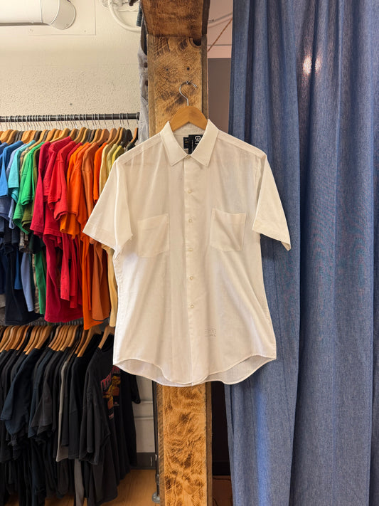 Vintage van heusen white short sleeve button up shirt - M