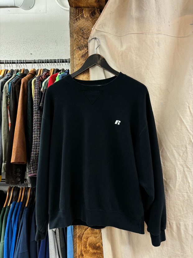 Vintage Russell Black Logo Crewneck - L