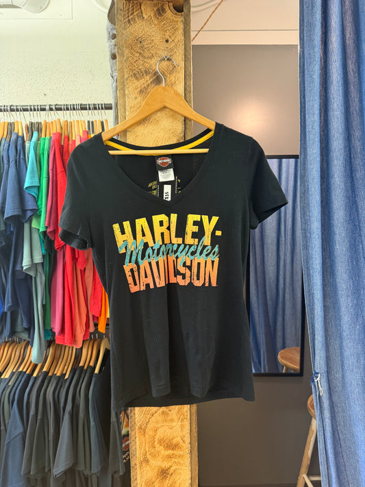Vintage Harley Davidson black graphic womens t-shirt - M