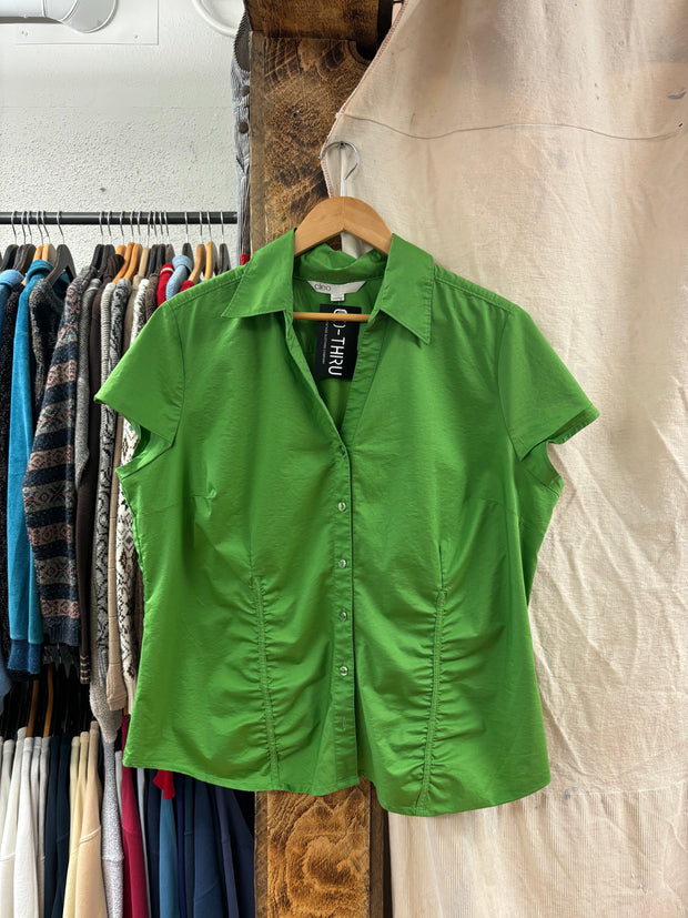 Vintage Cleo Green Short Sleeve Button-Up - XXL (W)