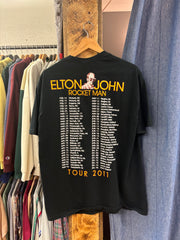 Vintage Elton John Rocket Man Black T-Shirt - XL