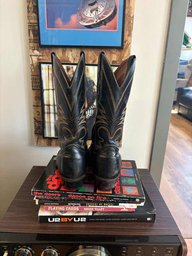 Cowboy Steel Pointed Toe Black Boots - 9