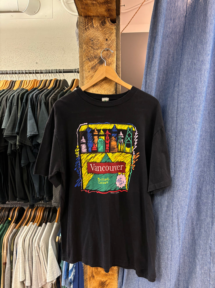 Vintage Vancouver Crayon Black T-Shirt - XL