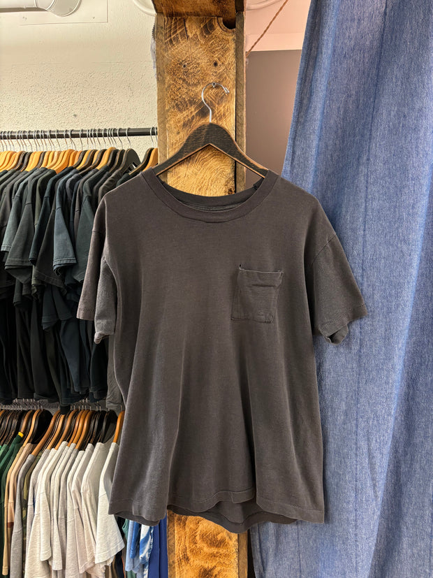 Vintage 90’s Faded Pocket Black T-Shirt - XL