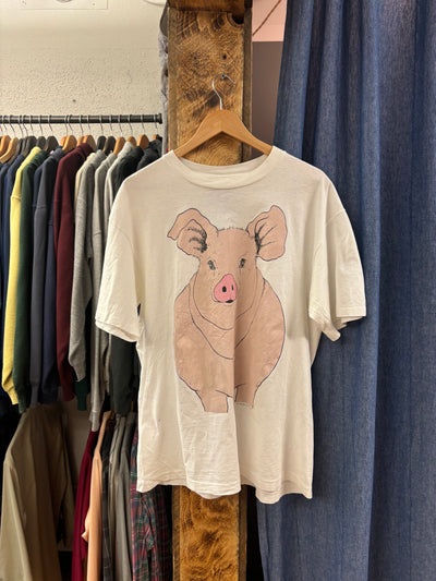 Vintage 1990 Pig White T-Shirt - XL