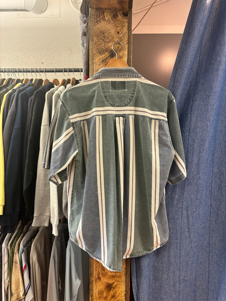 Vintage Natural Threads Striped Short Sleeve Button Up Shirt - M