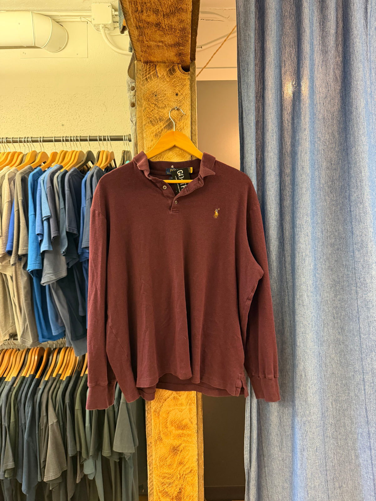 Vintage polo burgundy long sleeve - XL