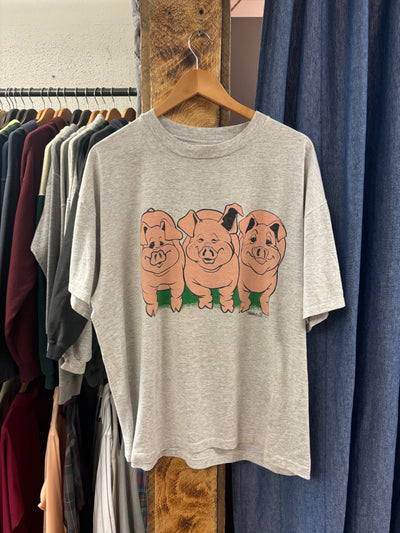 Vintage Pig White T-Shirt - XL