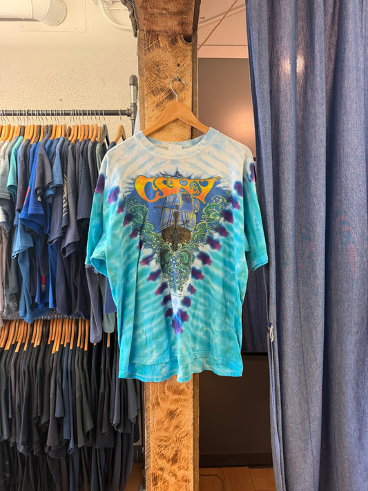 Vintage tie dye boat graphic t-shirt - XL