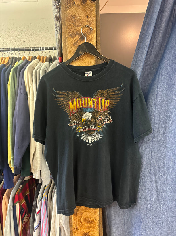 Vintage Mount Up "With Wings As Eagles" Jesus Black T-shirt - XL