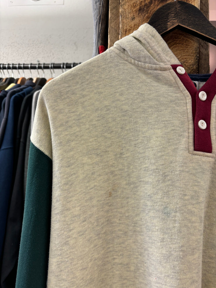 Vintage French Quarter Colorblock 1/4 Button-Up Hoodie - XL