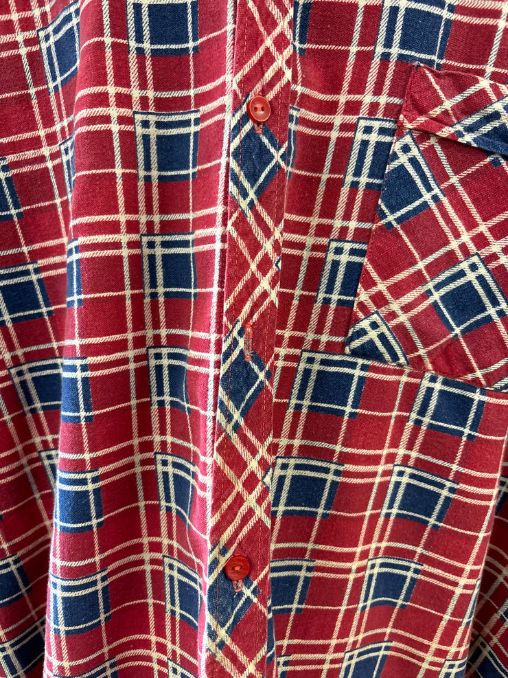 Vintage Palermo Red Plaid Button-Up T-shirt - XL