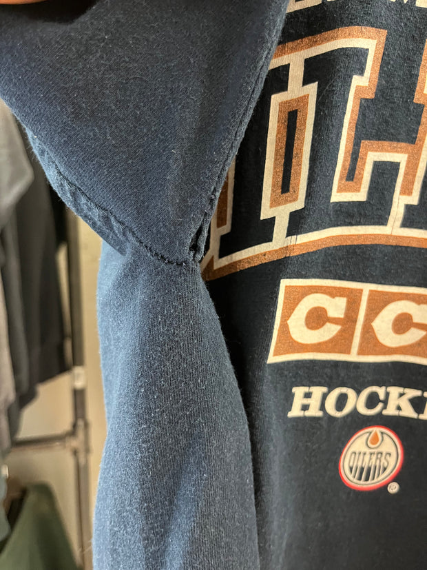 Vintage Edmonton Oilers CCM Hockey Blue T-shirt - L
