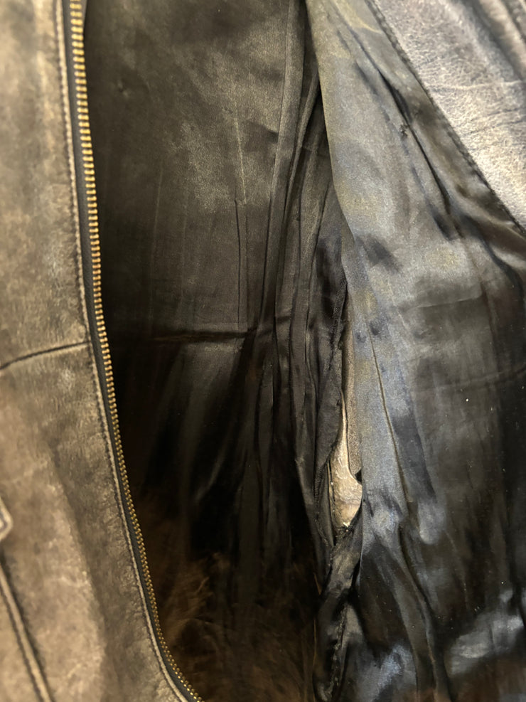 Vintage Harley Davidson Leather Grey Jacket - M