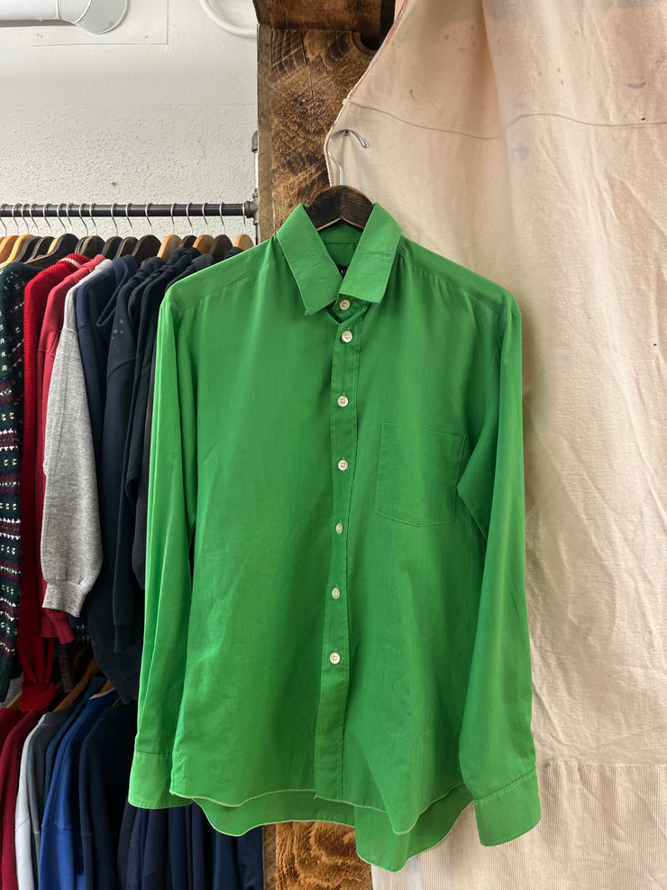 Vintage Blank Green Button-Up T-shirt - L