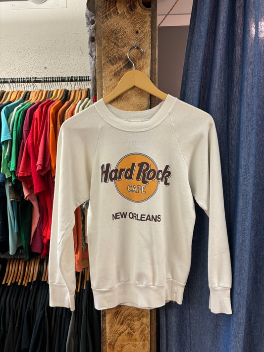 Vintage 80's Hard Rock Cafe New Orleans White Crewneck - S