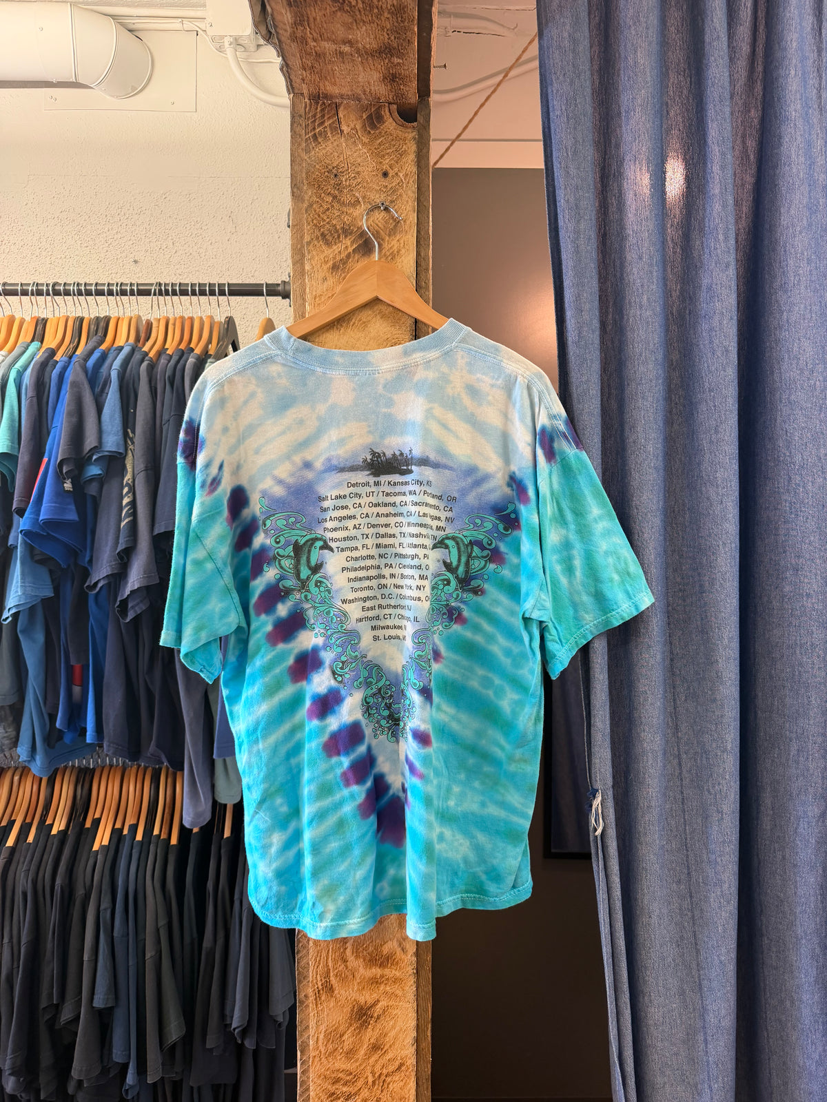 Vintage tie dye boat graphic t-shirt - XL