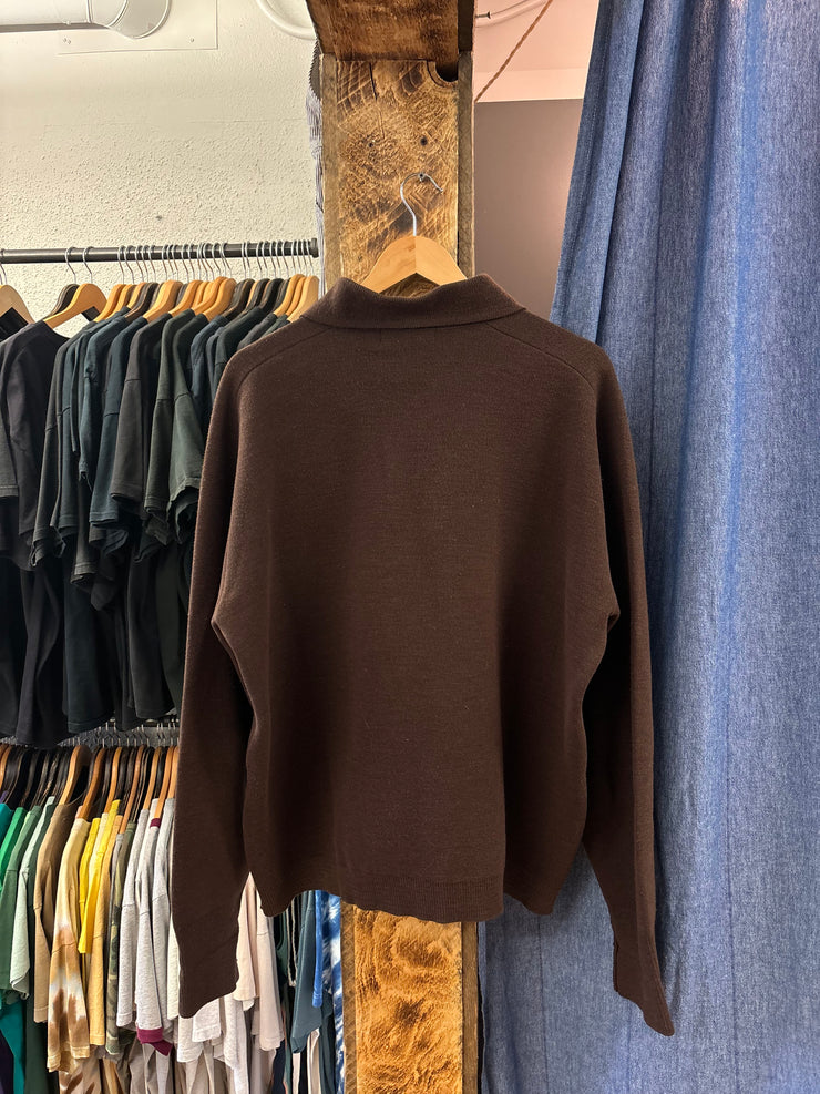 Vintage Warren Knit Brown Collared Longsleeve Knit Sweater - XXL