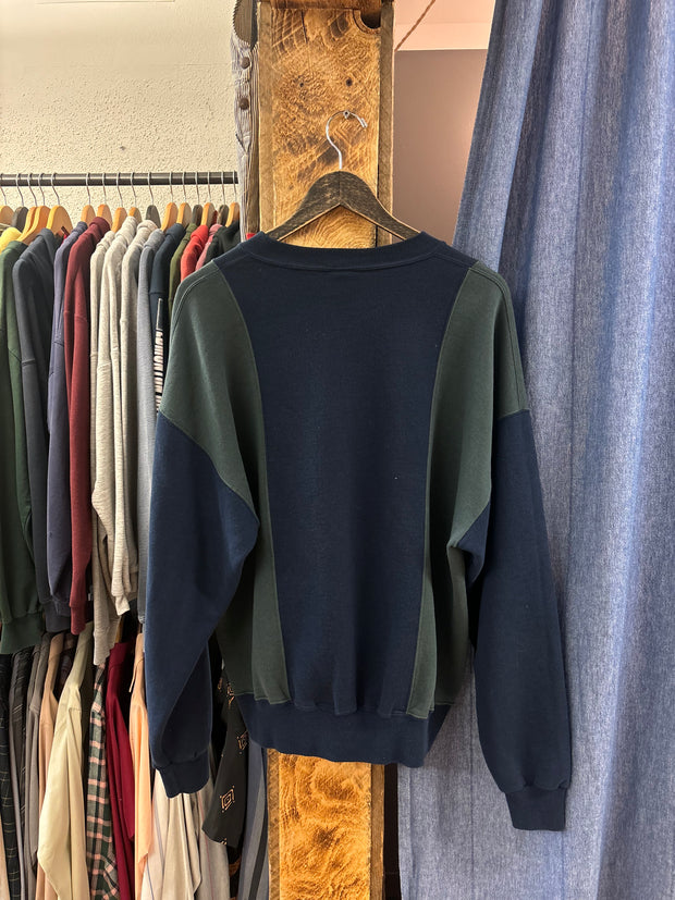 Vintage Russell Striped Navy/Green Crewneck - XL