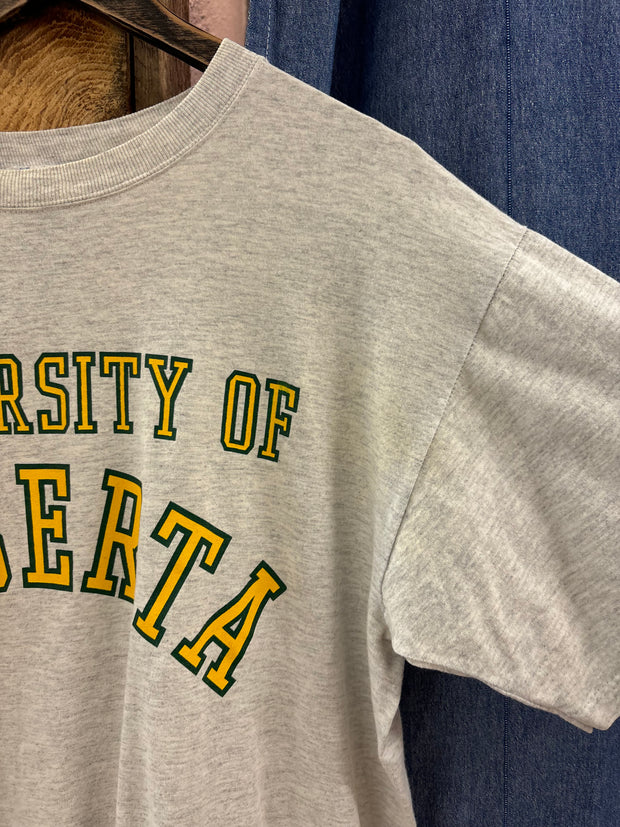 Vintage "University Of Alberta" Logo Russell Grey T-shirt - L