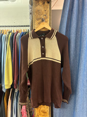 Vintage B-I Morgan FJords Brown Wool 1/4 Button Up Sweater - L