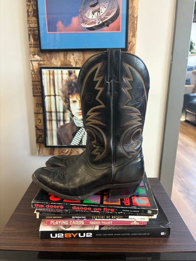 Cowboy Steel Pointed Toe Black Boots - 9