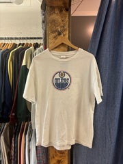 Vintage Edmonton Oilers Logo White T-Shirt - L