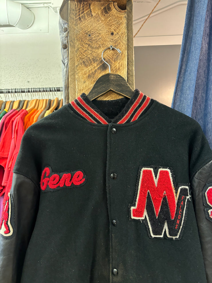 Vintage Falcons Varsity Black Jacket - L