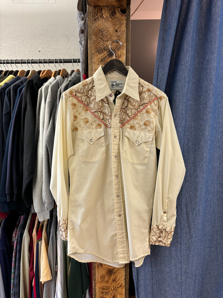 Vintage MWG Western Cream Button-Up T-shirt - M