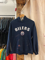 Vintage Oilers Logo Blue Hoodie - L
