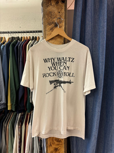 Vintage "Why Waltz When You Can Rock N Roll" White T-shirt - XL