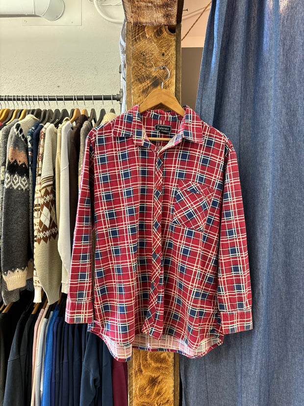 Vintage Palermo Red Plaid Button-Up T-shirt - XL