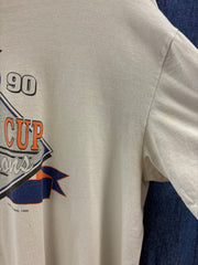 Vintage 1990 Edmonton Oilers "Stanley Cup" White T-shirt - L