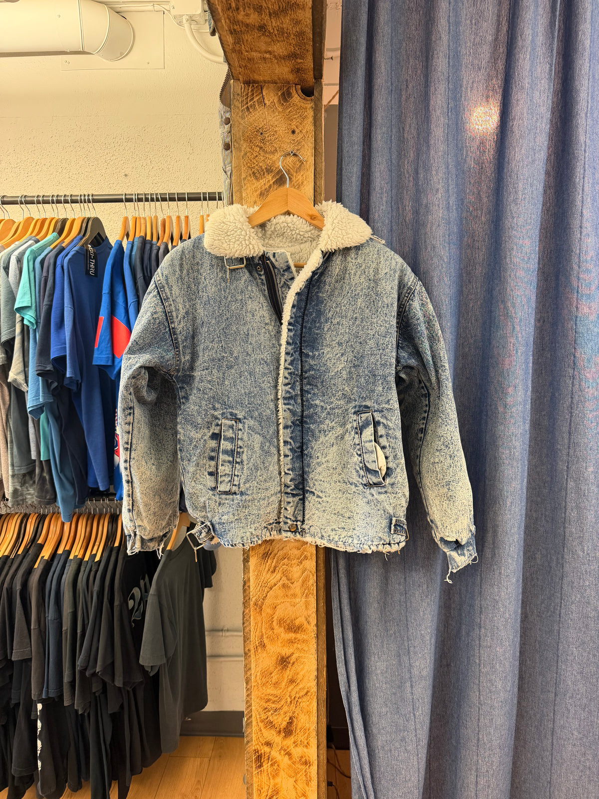 Vintage ferlucci denim fur jacket - M