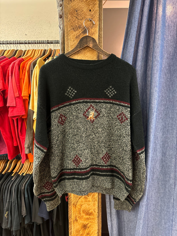 Vintage Deer knit black/grey sweater - L