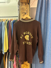 Vintage B-I Morgan FJords Brown Wool 1/4 Button Up Sweater - L