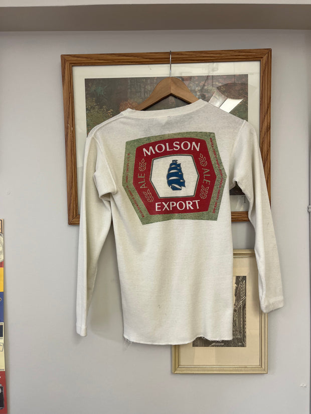 Vintage Molson Export White Thermal Longsleeve T-shirt - S
