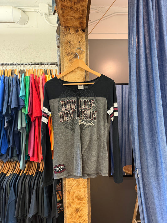 Vintage Harley Davidson grey womens long sleeve - M