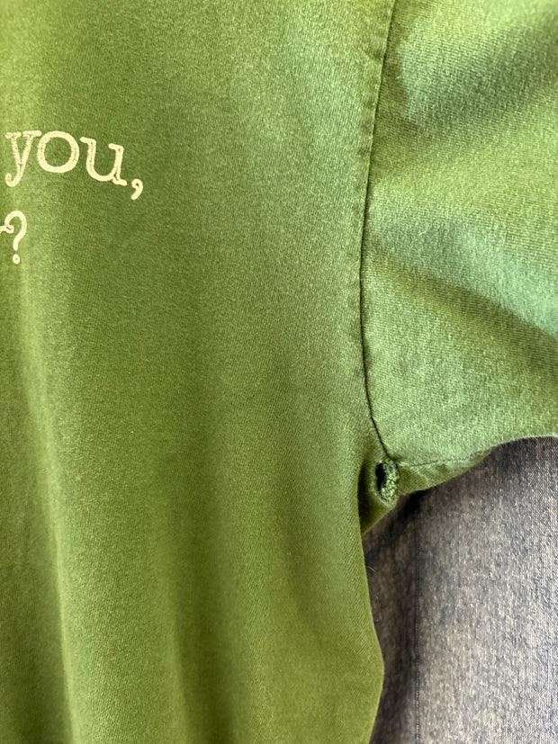 Vintage "If I promise to miss you, will you go away?" Faded Green T-shirt - XL